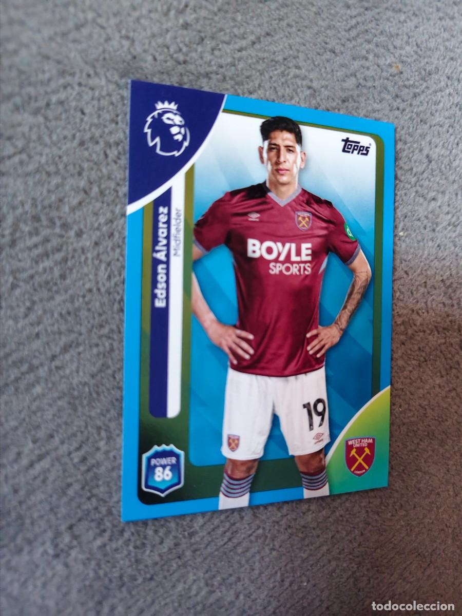 Cromos de f&uacute;tbol: 279 PREMIER LEAGUE 2025 26 EDSON &Aacute;LVAREZ WEST HAM TOPPS 25 2026 TRADING CARDS PARALELA AZUL AAL