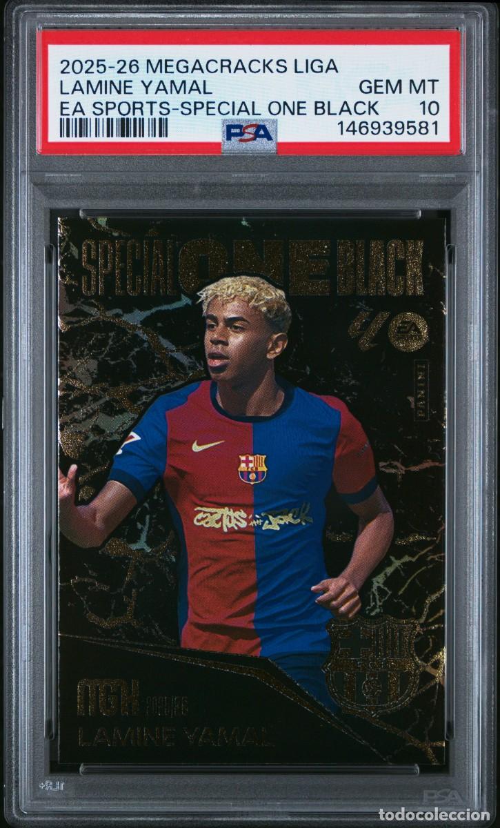 Cartes &agrave; collectionner de Football: Lamine Yamal FC Barcelona Special One Black Panini Megacracks 2025 2026 PSA 10