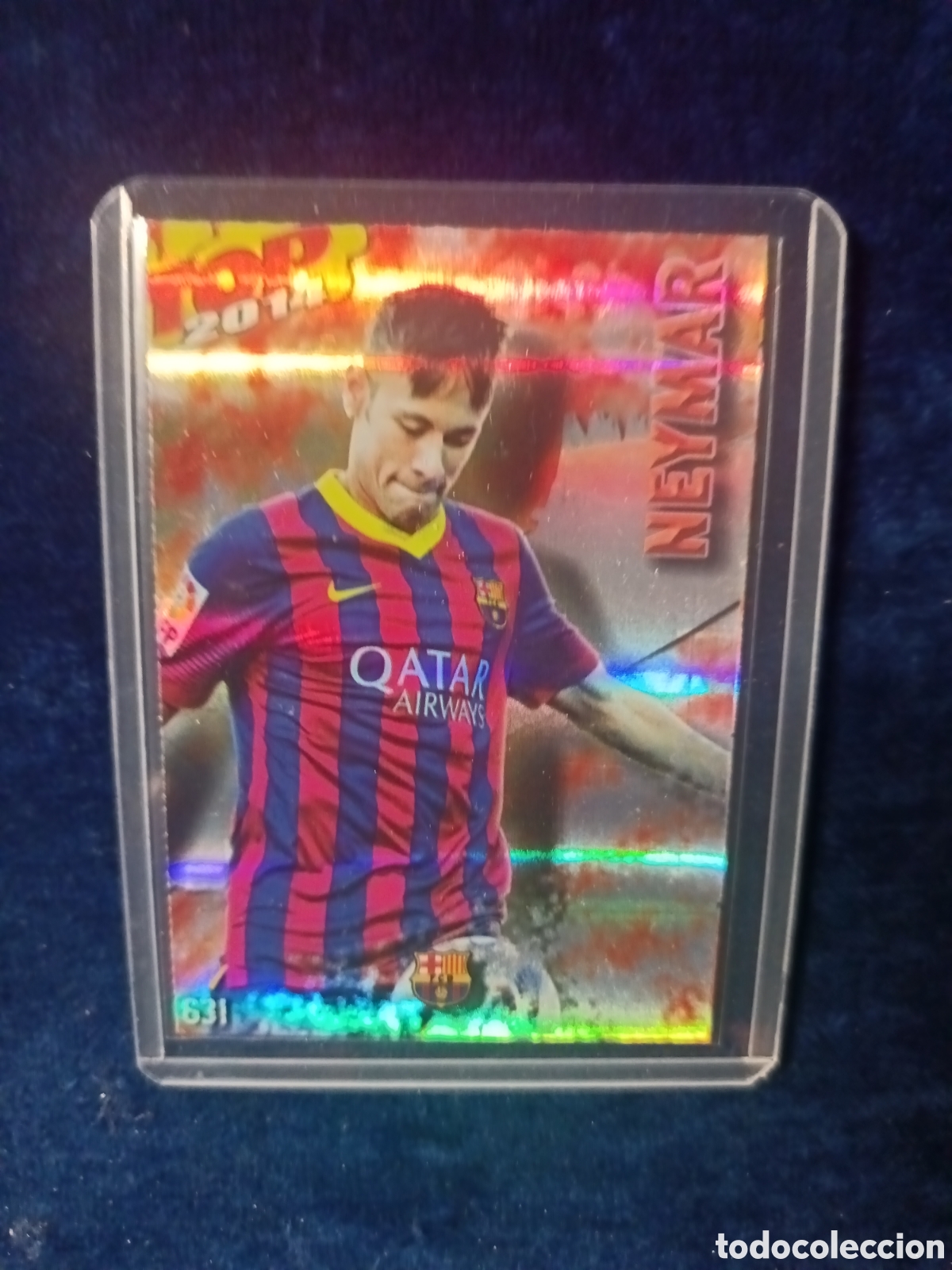 Cromos de f&uacute;tbol: 631 Neymar TOP BRILLO ROJO RAYAS - MUNDICROMO 2013 2014 13-14