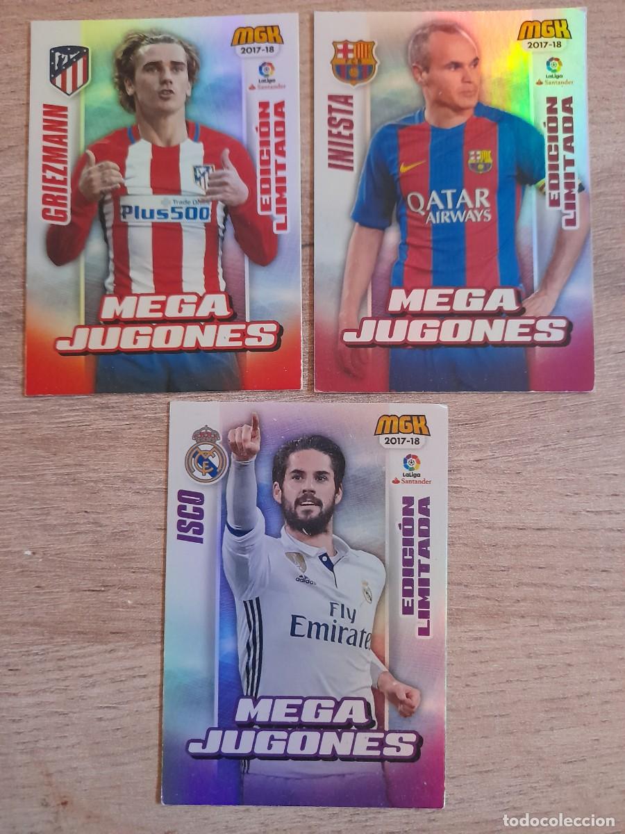 Cromos de Futebol: LOTE DE MEGA JUGONES. GRIEZMANN, INIESTA, ISCO. MEGACRACKS 2017-18