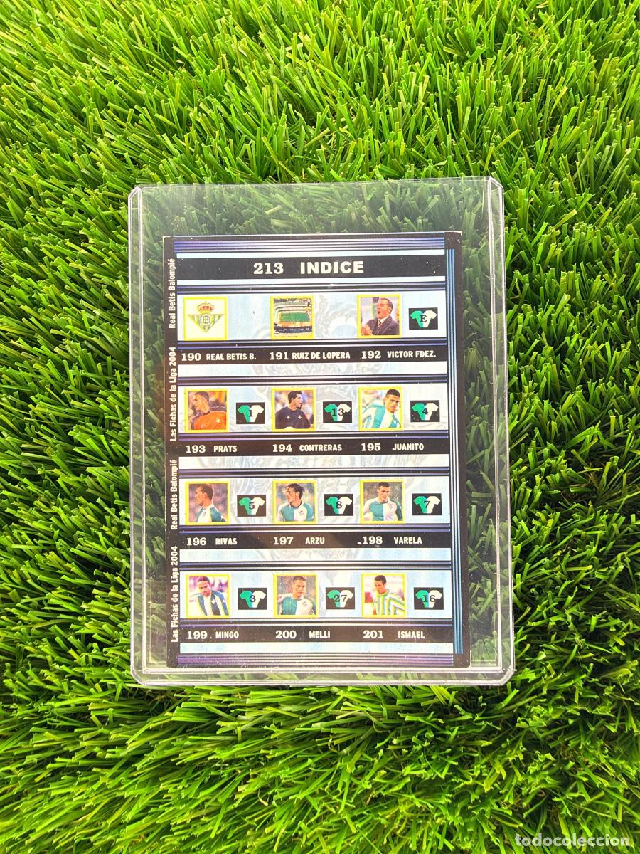 Cromos de f&uacute;tbol: N&ordm; 213 &Iacute;ndice Real Betis Mundicromo Fichas de La Liga 02 03