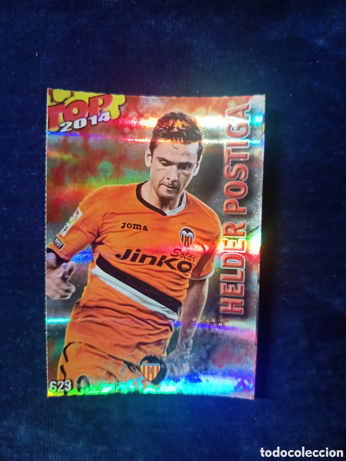 Cromos de f&uacute;tbol: 629 Helder Postiga TOP BRILLO ROJO RAYAS - MUNDICROMO 2013 2014 13-14