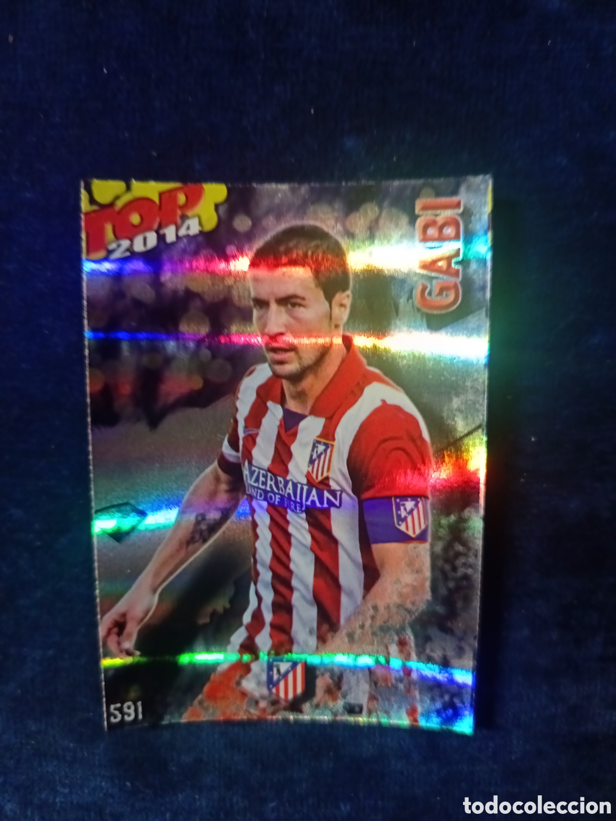 Cromos de f&uacute;tbol: 591 Gabi TOP BRILLO AZUL RAYAS - MUNDICROMO 2013 2014 13-14