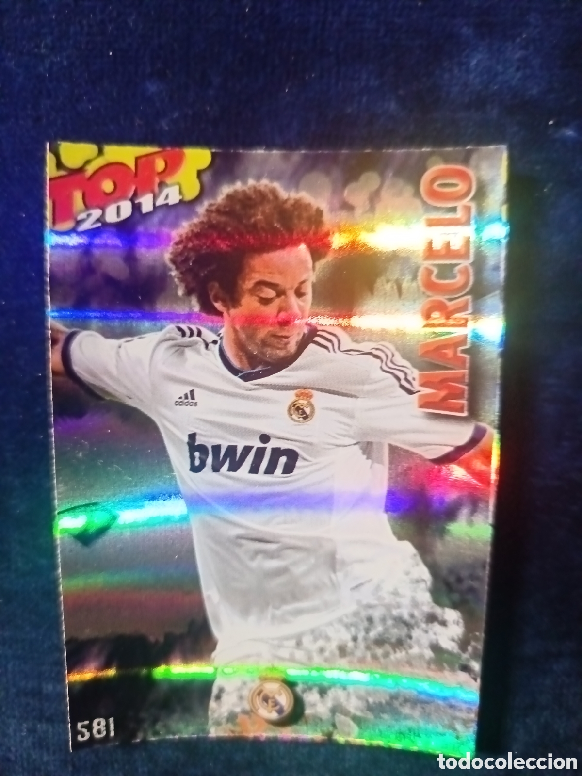 Cromos de f&uacute;tbol: 581 Marcelo TOP BRILLO AZUL RAYAS - MUNDICROMO 2013 2014 13-14