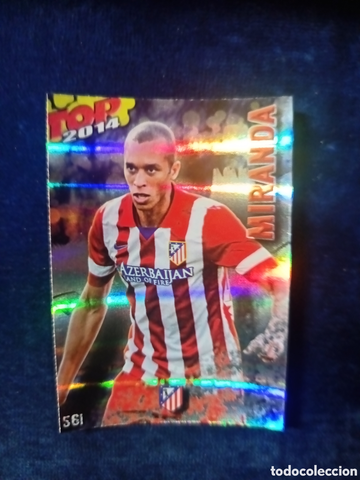 Cromos de f&uacute;tbol: 561 Miranda TOP BRILLO AZUL RAYAS - MUNDICROMO 2013 2014 13-14