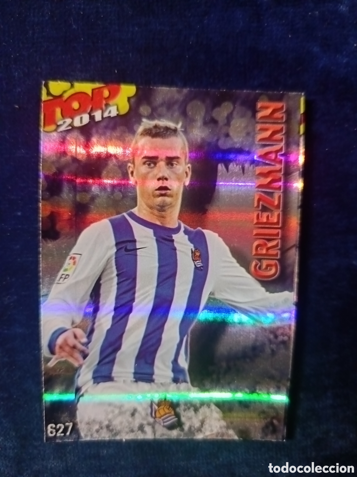 Cromos de f&uacute;tbol: 627 Griezmann TOP BRILLO AZUL RAYAS - MUNDICROMO 2013 2014 13-14