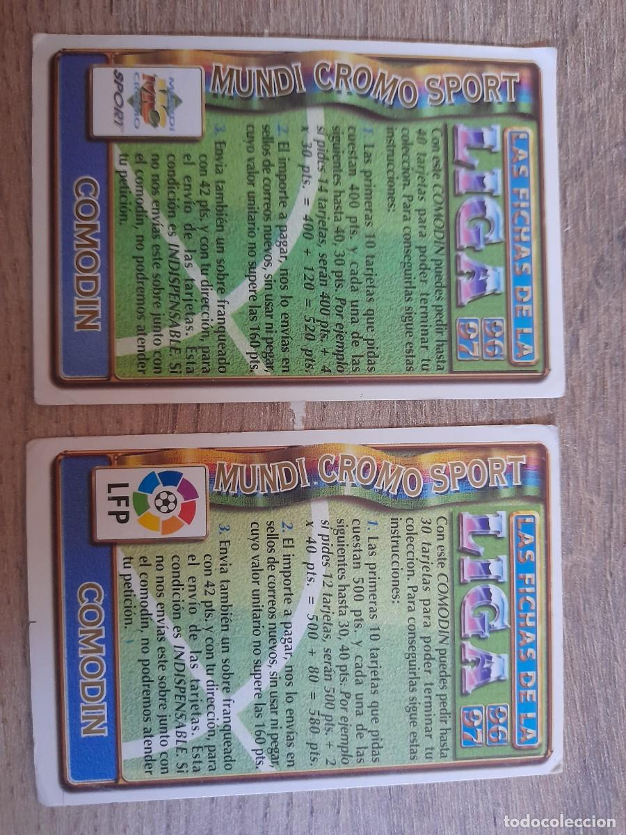 Cromos de f&uacute;tbol: CARTAS DE COMOD&Iacute;N (DOS VERSIONES), DE MUNDICROMO. TEMPORADA 1996-97