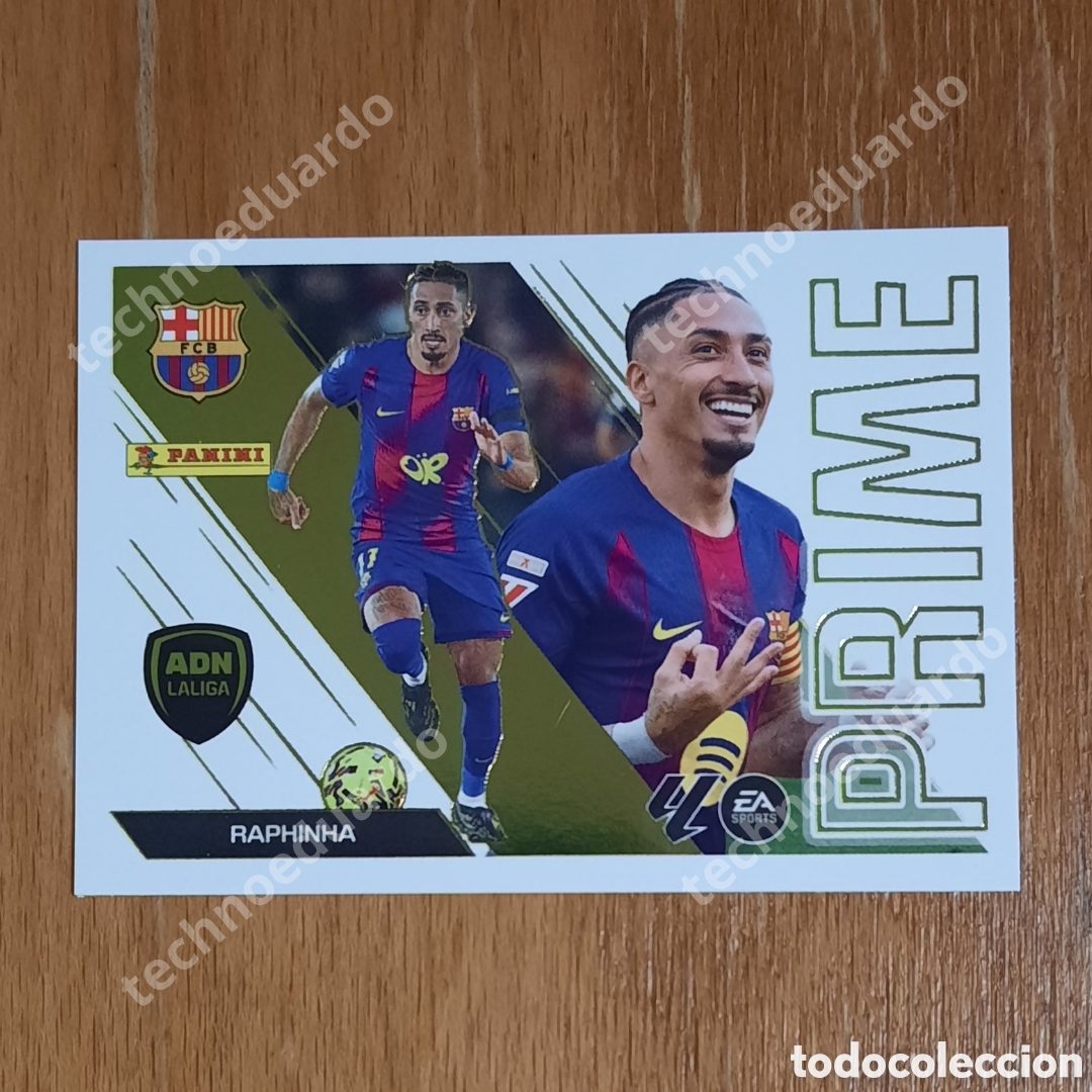 Cromos de f&uacute;tbol: Raphinha ADN la liga Prime n&uacute;mero 13 Del Barcelona cromo de la liga este 26-27 2026-2027
