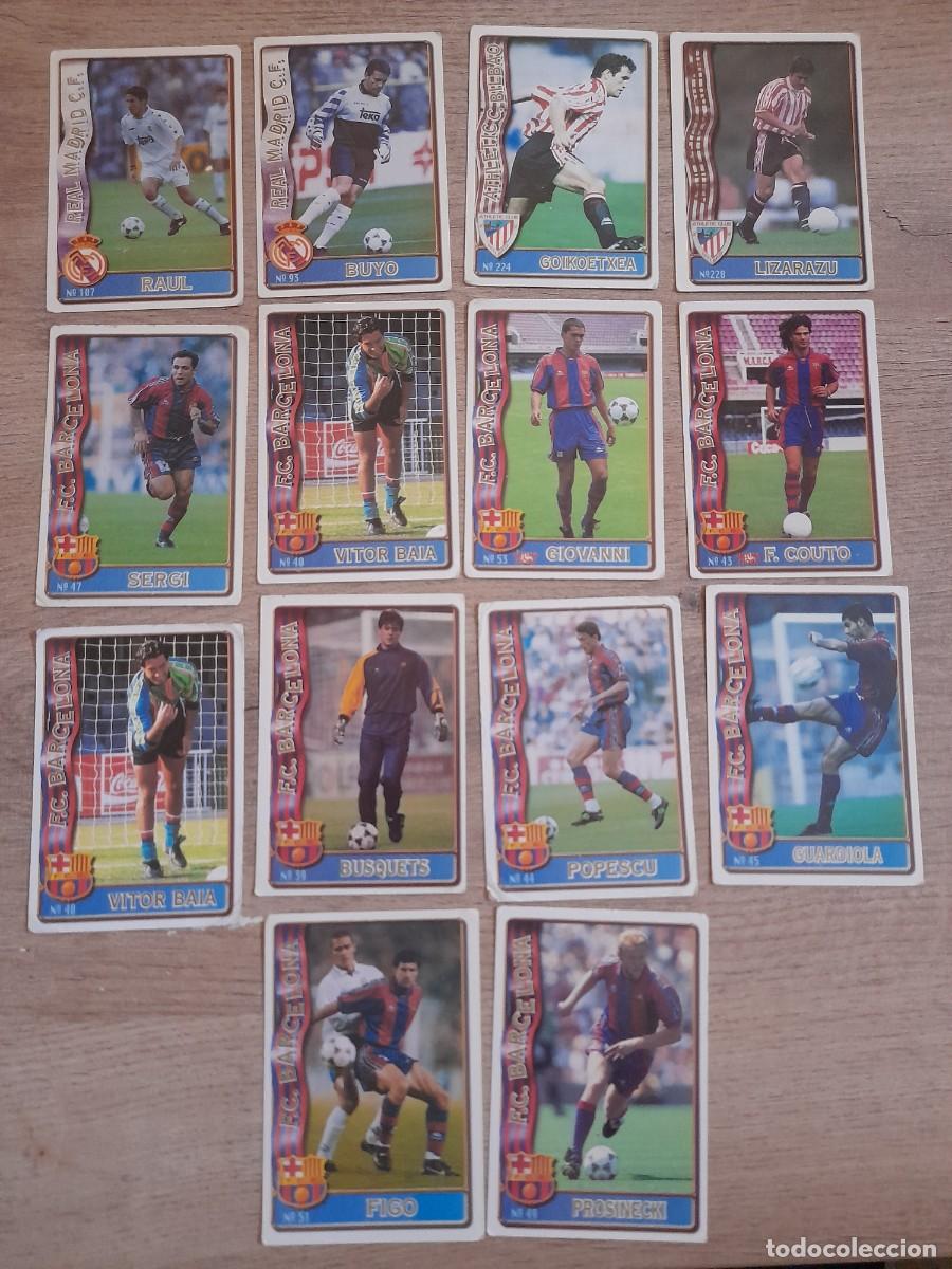 Football Stickers: LOTE DE CARTAS RA&Uacute;L, FIGO, GUARDIOLA... MUNDICROMO 1996-97.