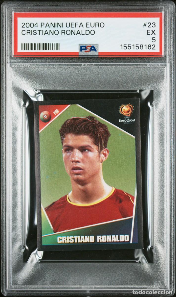 Cromos de f&uacute;tbol: Rookie Cristiano Ronaldo #23 Portugal Panini UEFA EURO 2004 PSA 5