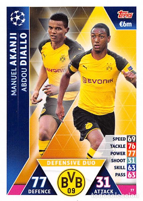 Cromos de f&uacute;tbol: TOPPS MATCH ATTAX UCL (EDICION INDIA) 18/19 2018/2019 #77 AKANJI / DIALLO (BORUSSIA DORTMUND)