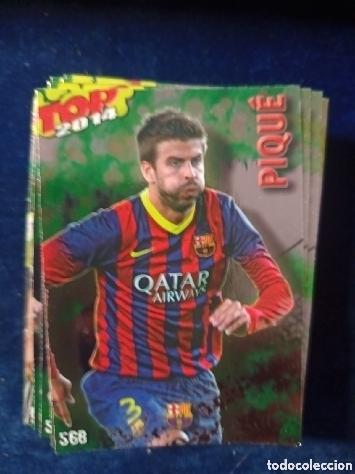 Cromos de f&uacute;tbol: 568 Pique TOP BRILLO VERDE - MUNDICROMO 2013 2014 13-14