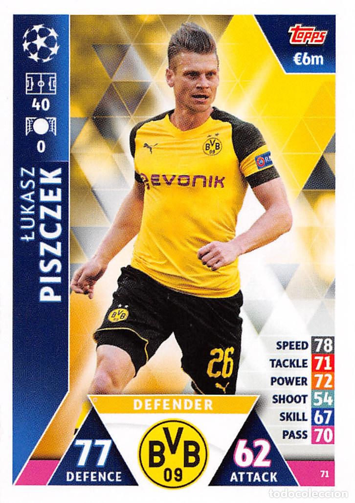 Cromos de f&uacute;tbol: TOPPS MATCH ATTAX UCL (EDICION INDIA) 18/19 2018/2019 #71 LUKASZ PISZCZEK (BORUSSIA DORTMUND)
