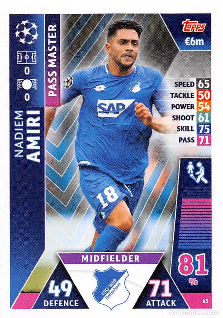 Cartes &agrave; collectionner de Football: TOPPS MATCH ATTAX UCL (EDICION INDIA) 18/19 2018/2019 #65 NADIEM AMIRI (TSG 1899 HOFFENHEIM)