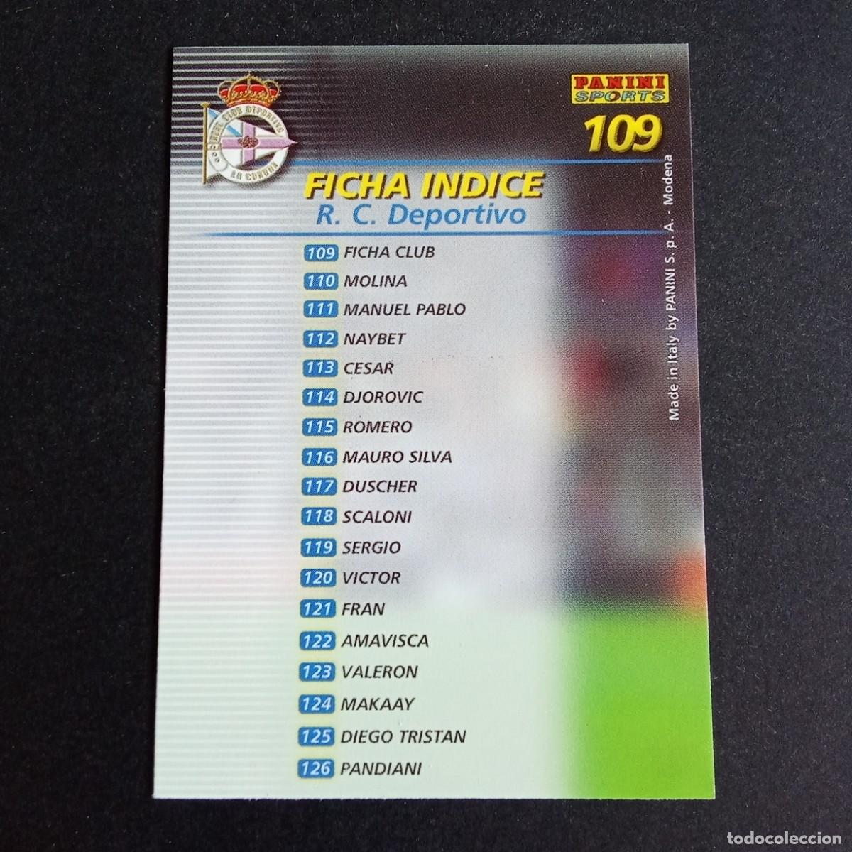 Cromos de f&uacute;tbol: 109 INDICE DEPORTIVO CORU&Ntilde;A LIGA 2002 2003 02 03 MEGAFICHAS PANINI