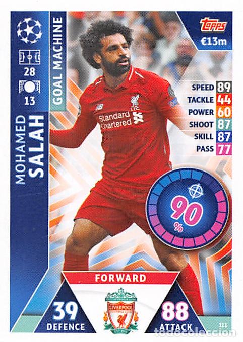 Cartes &agrave; collectionner de Football: TOPPS MATCH ATTAX UCL (EDICION INDIA) 18/19 2018/2019 #111 MOHAMED SALAH (LIVERPOOL FC)