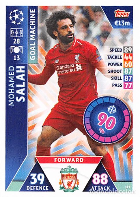 Football Stickers: TOPPS MATCH ATTAX UCL (EDICION INDIA) 18/19 2018/2019 #111 MOHAMED SALAH (LIVERPOOL FC)