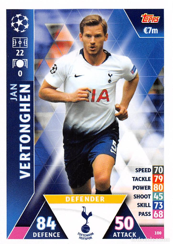 Football Stickers: TOPPS MATCH ATTAX UCL (EDICION INDIA) 18/19 2018/2019 #100 JAN VERTONGHEN (TOTTENHAM HOTSPUR)