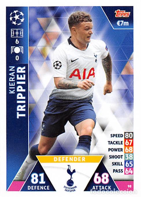 Cartes &agrave; collectionner de Football: TOPPS MATCH ATTAX UCL (EDICION INDIA) 18/19 2018/2019 #98 KIERAN TRIPPIER (TOTTENHAM HOTSPUR)