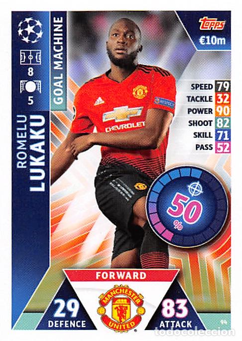 Cartes &agrave; collectionner de Football: TOPPS MATCH ATTAX UCL (EDICION INDIA) 18/19 2018/2019 #94 ROMELU LUKAKU (MANCHESTER UNITED)