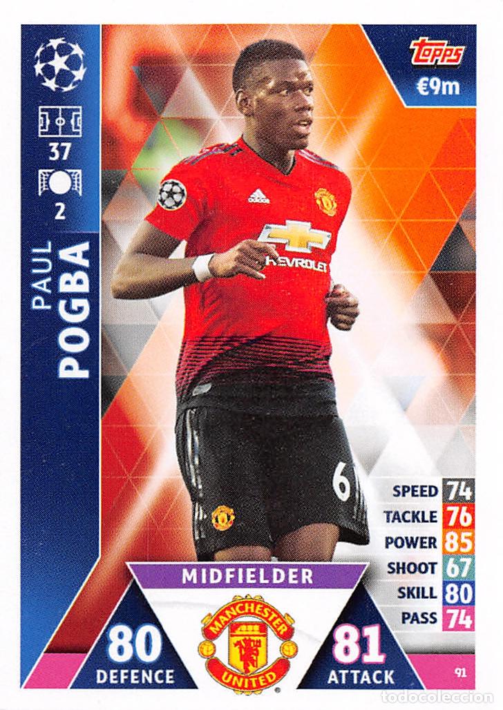 Cromos de f&uacute;tbol: TOPPS MATCH ATTAX UCL (EDICION INDIA) 18/19 2018/2019 #91 PAUL POGBA (MANCHESTER UNITED)