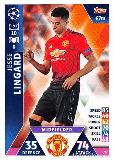 Cromos de f&uacute;tbol: TOPPS MATCH ATTAX UCL (EDICION INDIA) 18/19 2018/2019 #90 JESSE LINGARD (MANCHESTER UNITED)
