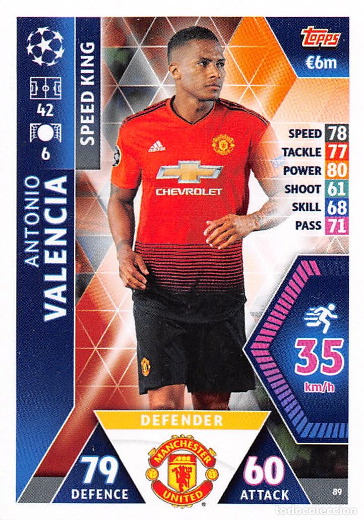 Cromos de f&uacute;tbol: TOPPS MATCH ATTAX UCL (EDICION INDIA) 18/19 2018/2019 #89 ANTONIO VALENCIA (MANCHESTER UNITED)