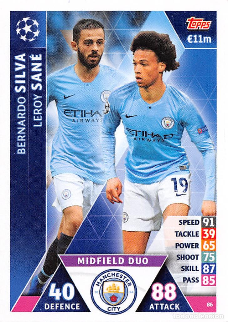Cromos de f&uacute;tbol: TOPPS MATCH ATTAX UCL (EDICION INDIA) 18/19 2018/2019 #86 BERNARDO SILVA / SANE (MANCHESTER CITY)