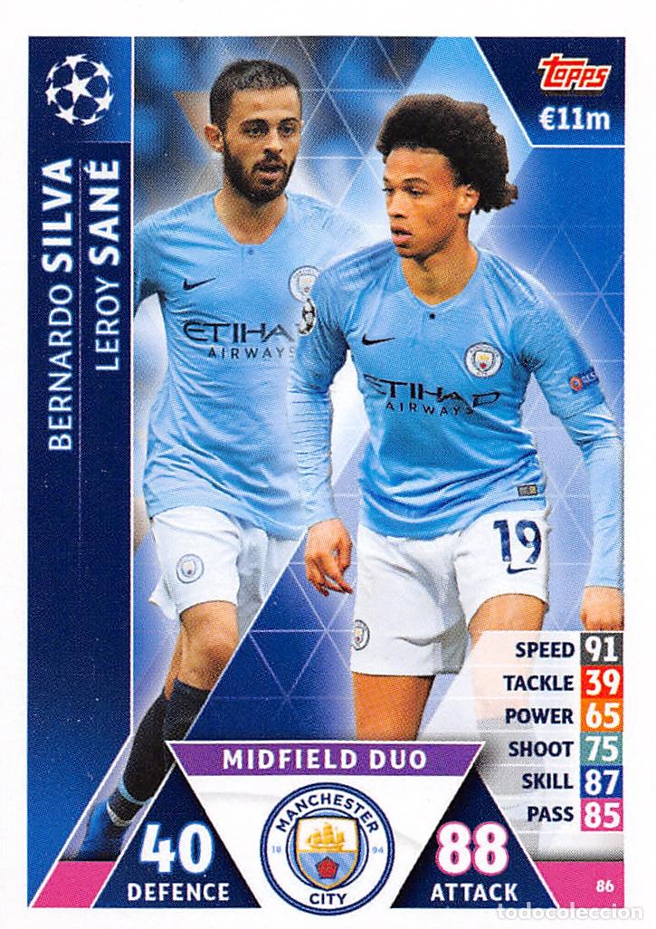 Cromos de f&uacute;tbol: TOPPS MATCH ATTAX UCL (EDICION INDIA) 18/19 2018/2019 #86 BERNARDO SILVA / SANE (MANCHESTER CITY)