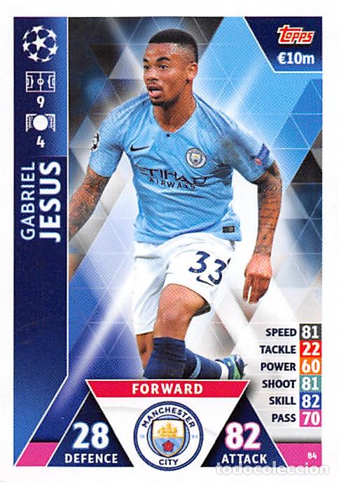 Cromos de f&uacute;tbol: TOPPS MATCH ATTAX UCL (EDICION INDIA) 18/19 2018/2019 #84 GABRIEL JESUS (MANCHESTER CITY)