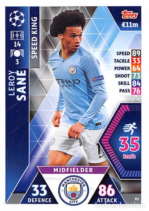 Cromos de f&uacute;tbol: TOPPS MATCH ATTAX UCL (EDICION INDIA) 18/19 2018/2019 #83 LEROY SANE (MANCHESTER CITY)