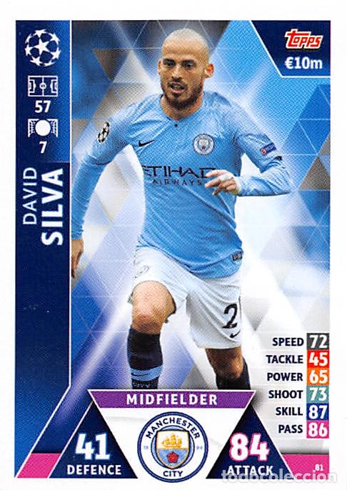 Fu&szlig;ball-Sticker: TOPPS MATCH ATTAX UCL (EDICION INDIA) 18/19 2018/2019 #81 DAVID SILVA (MANCHESTER CITY)