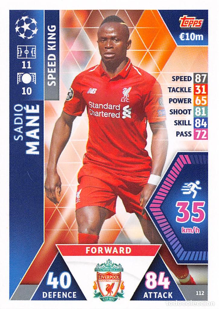 Fu&szlig;ball-Sticker: TOPPS MATCH ATTAX UCL (EDICION INDIA) 18/19 2018/2019 #112 SADIO MANE (LIVERPOOL FC)