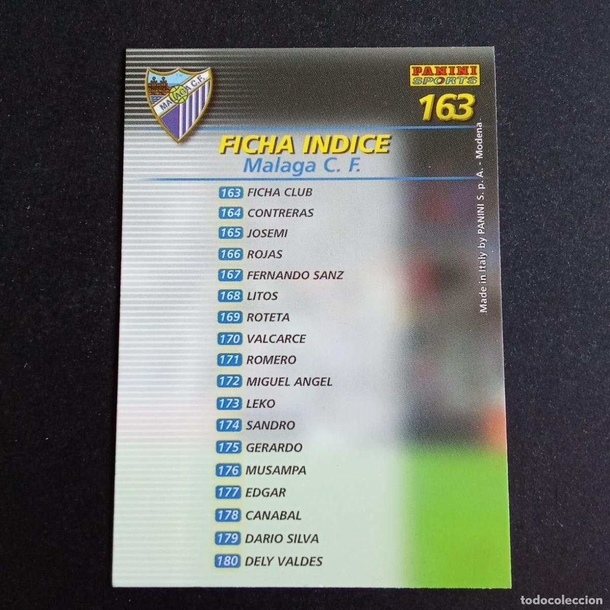 Cromos de f&uacute;tbol: 163 INDICE MALAGA LIGA 2002 2003 02 03 MEGAFICHAS PANINI