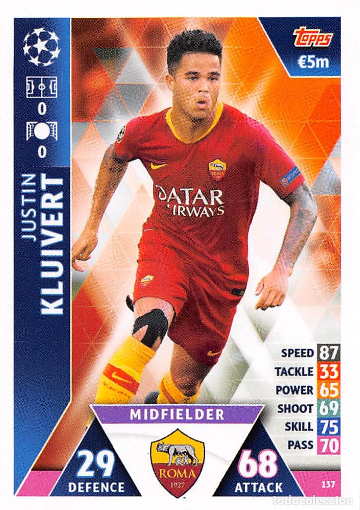 Figurine di Calcio: TOPPS MATCH ATTAX UCL (EDICION INDIA) 18/19 2018/2019 #137 JUSTIN KLUIVERT (AS ROMA)