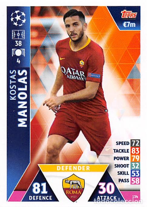 Figurine di Calcio: TOPPS MATCH ATTAX UCL (EDICION INDIA) 18/19 2018/2019 #134 KOSTAS MANOLAS (AS ROMA)