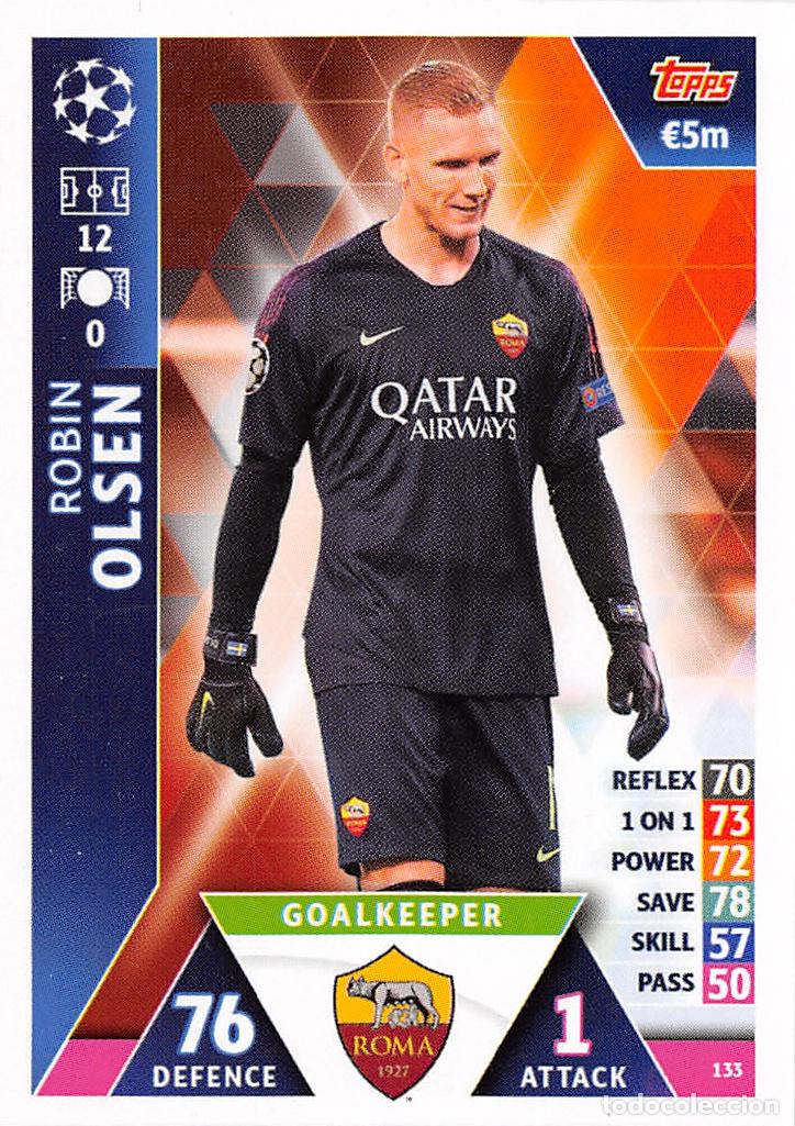 Figurine di Calcio: TOPPS MATCH ATTAX UCL (EDICION INDIA) 18/19 2018/2019 #133 ROBIN OLSEN (AS ROMA)