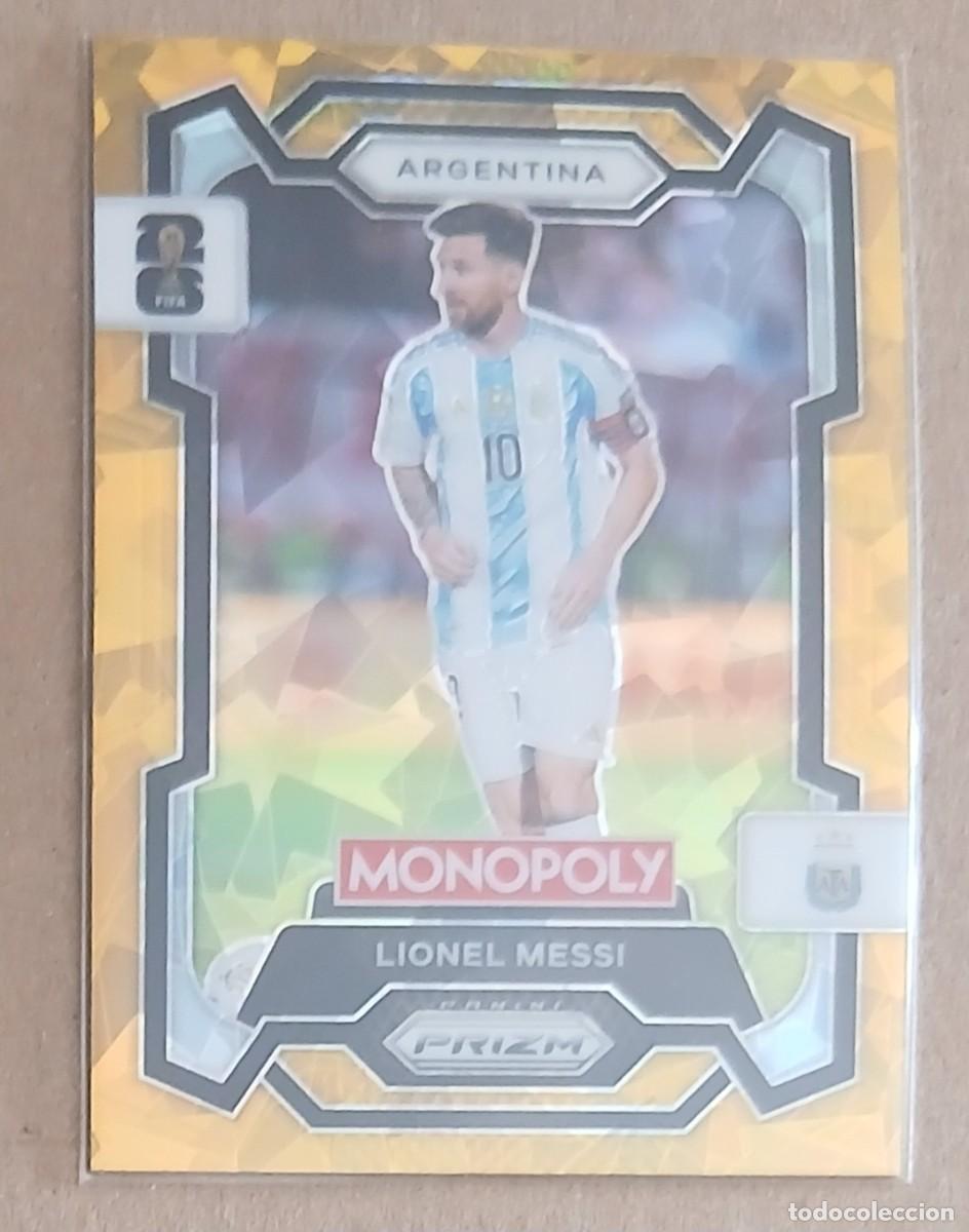 Fu&szlig;ball-Sticker: CROMO n&ordm; 1 MESSI ARGENTINA PARALELA AMARILLO HIELO ROTO MONOPOLY PRIZM FIFA WORLD CUP 2026. Nuevo.