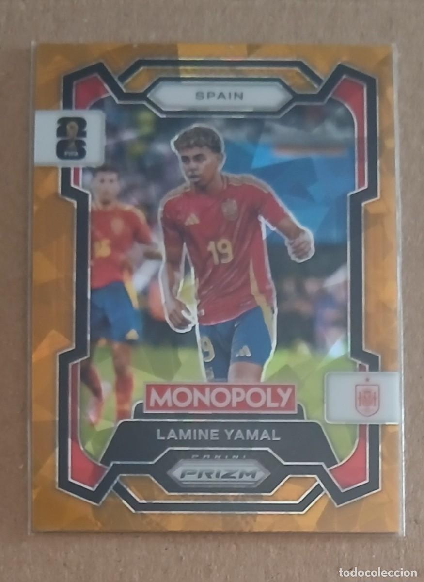 Figurine di Calcio: CROMO n&ordm; 41 LAMINE YAMAL PARALELA AMARILLO HIELO ROTO MONOPOLY PRIZM FIFA WORLD CUP 2026. Nuevo.