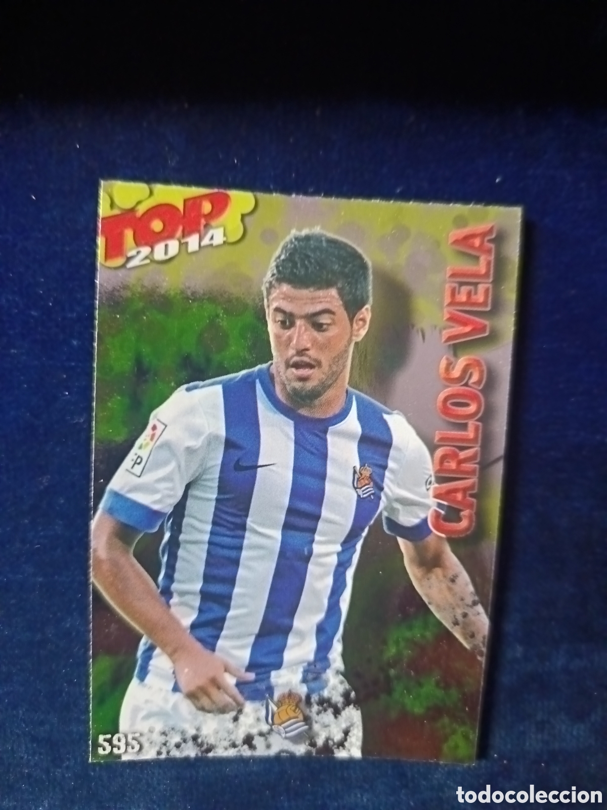 Football Stickers: 595 Carlos Vela TOP BRILLO Dorado - MUNDICROMO 2013 2014 13-14