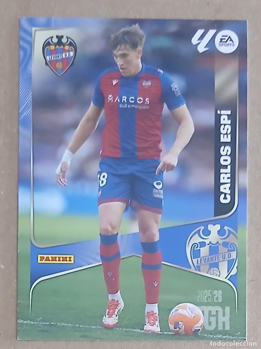 Football Stickers: CROMO n&ordm; 215 CARLOS ESP&Iacute; ROOKIE LEVANTE MEGACRACKS 2025-2026 DE PANINI. Nuevo de sobre.