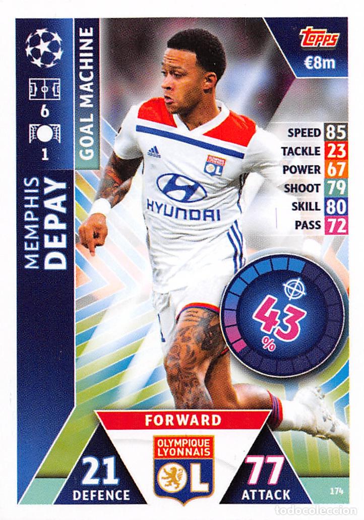 Football Stickers: TOPPS MATCH ATTAX UCL (EDICION INDIA) 18/19 2018/2019 #174 MEMPHIS DEPAY (OLYMPIQUE LYONNAIS)