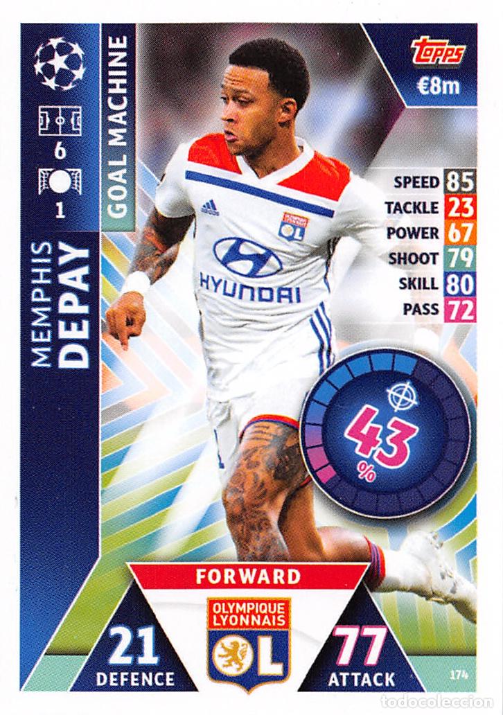 Football Stickers: TOPPS MATCH ATTAX UCL (EDICION INDIA) 18/19 2018/2019 #174 MEMPHIS DEPAY (OLYMPIQUE LYONNAIS)