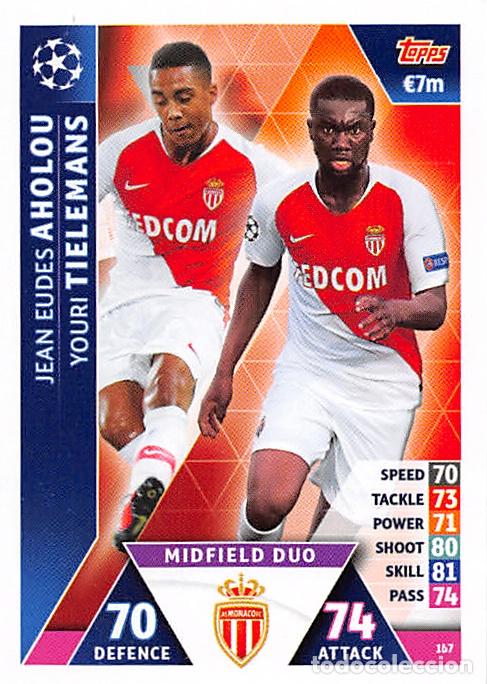 Cromos de f&uacute;tbol: TOPPS MATCH ATTAX UCL (EDICION INDIA) 18/19 2018/2019 #167 AHOLOU / TIELEMANS (AS MONACO)