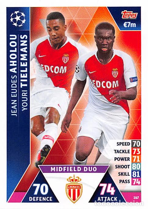 Cromos de f&uacute;tbol: TOPPS MATCH ATTAX UCL (EDICION INDIA) 18/19 2018/2019 #167 AHOLOU / TIELEMANS (AS MONACO)