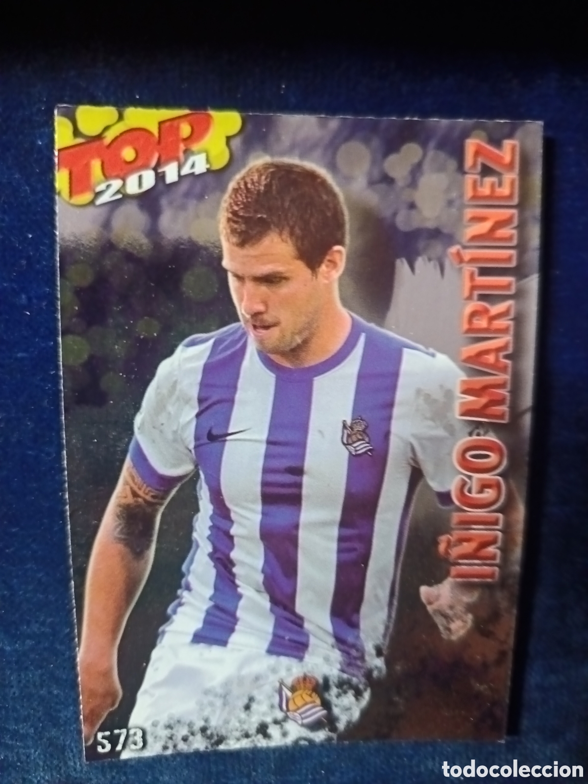 Cromos de f&uacute;tbol: 573 &Iacute;&ntilde;igo Mart&iacute;nez TOP Liso Azul- MUNDICROMO 2013 2014 13-14
