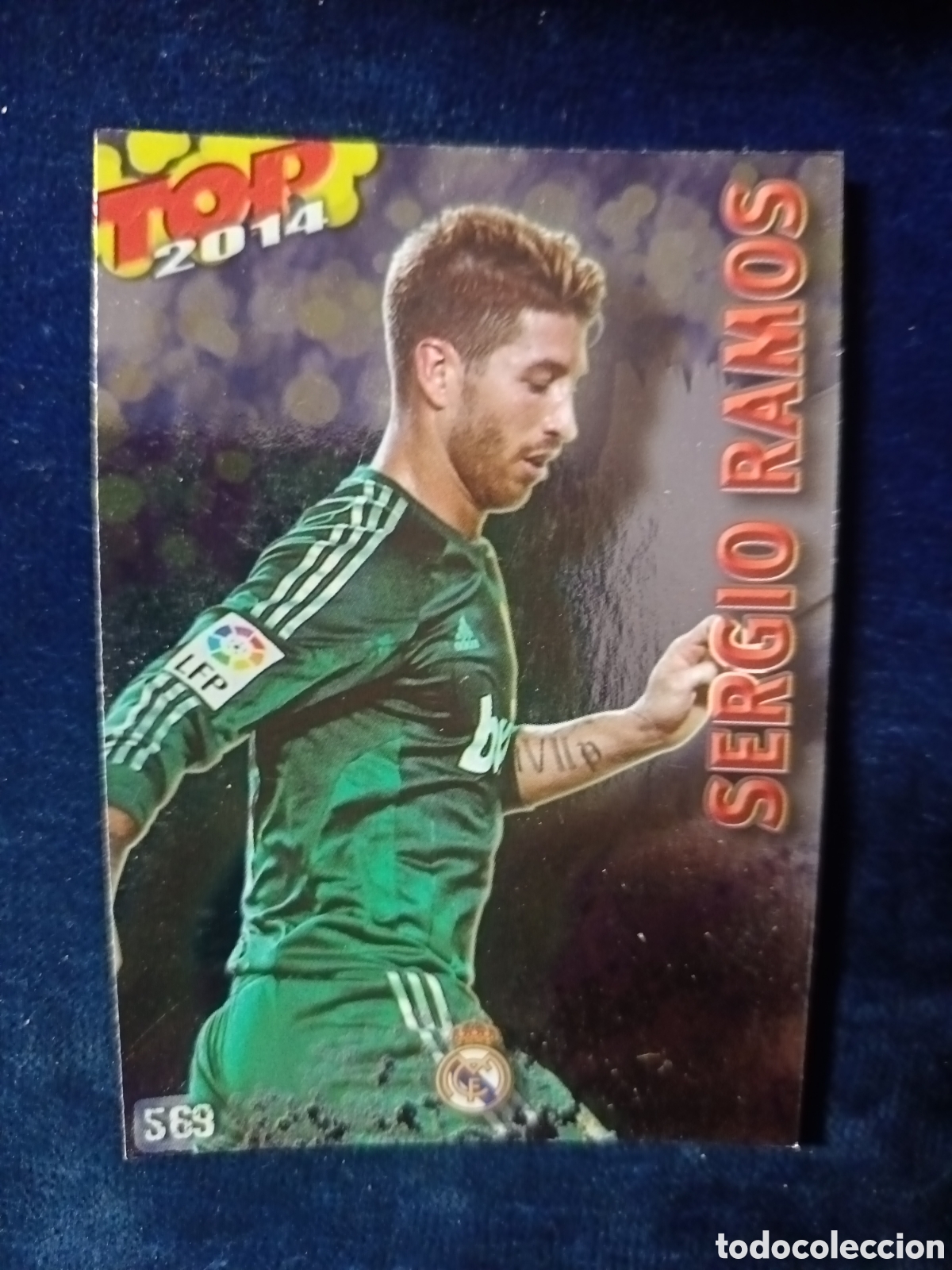 Cromos de f&uacute;tbol: 569 Sergio Ramos TOP Liso Azul- MUNDICROMO 2013 2014 13-14