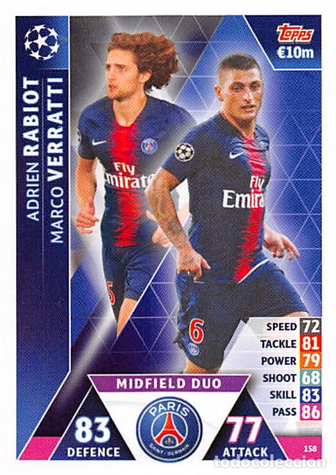 Cromos de f&uacute;tbol: TOPPS MATCH ATTAX UCL (EDICION INDIA) 18/19 2018/2019 #158 RABIOT / VERRATTI (PARIS SAINT-GERMAIN)