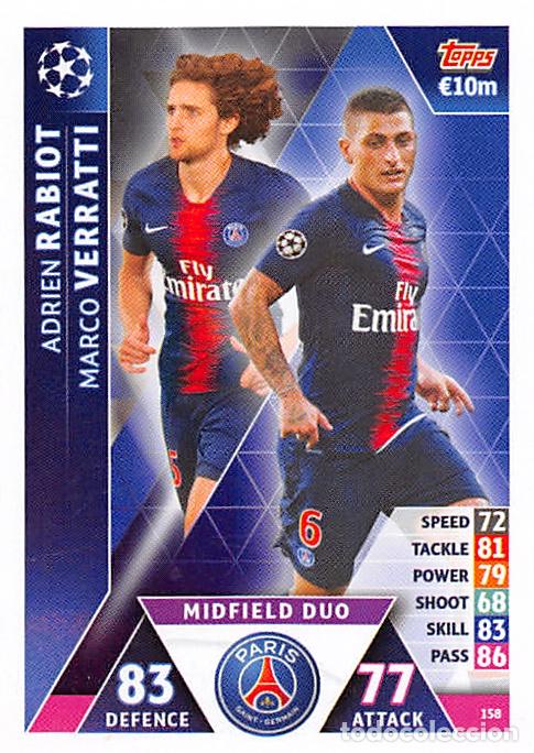 Cromos de f&uacute;tbol: TOPPS MATCH ATTAX UCL (EDICION INDIA) 18/19 2018/2019 #158 RABIOT / VERRATTI (PARIS SAINT-GERMAIN)