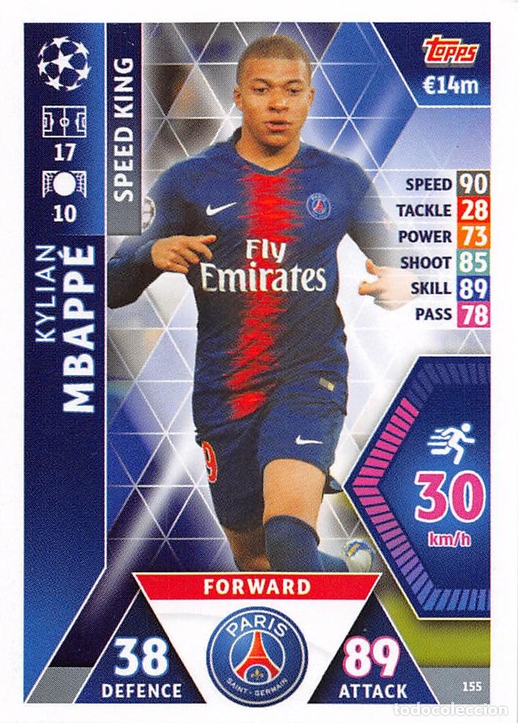 Cromos de f&uacute;tbol: TOPPS MATCH ATTAX UCL (EDICION INDIA) 18/19 2018/2019 #155 KYLIAN MBAPPE (PARIS SAINT-GERMAIN)